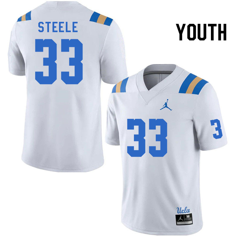 Youth #33 Carson Steele UCLA Bruins College Football Jerseys Stitched Sale-White - Click Image to Close